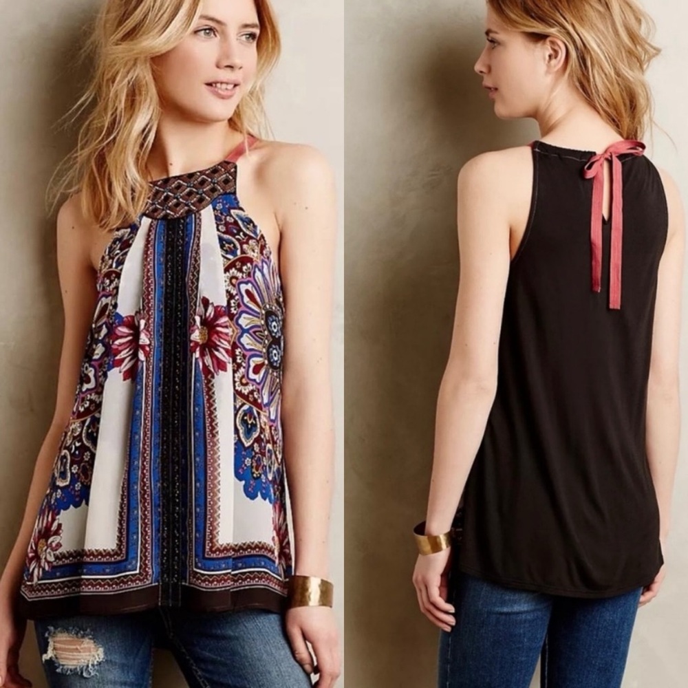 Anthropologie One September Nala Tank Womens Small Boho Indie Floral Halter Top